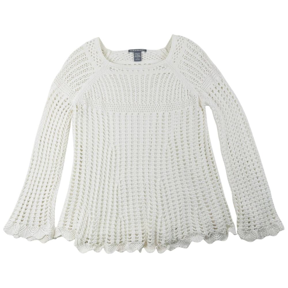 Kate & Mallory White Pointelle Sweater 2-in-1 Layered Top Built In Tank Boho XL
